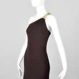 2000s Halston Designer Brown Evening Gown
