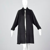1950s Black Wool Swing Coat with Beaded Collar