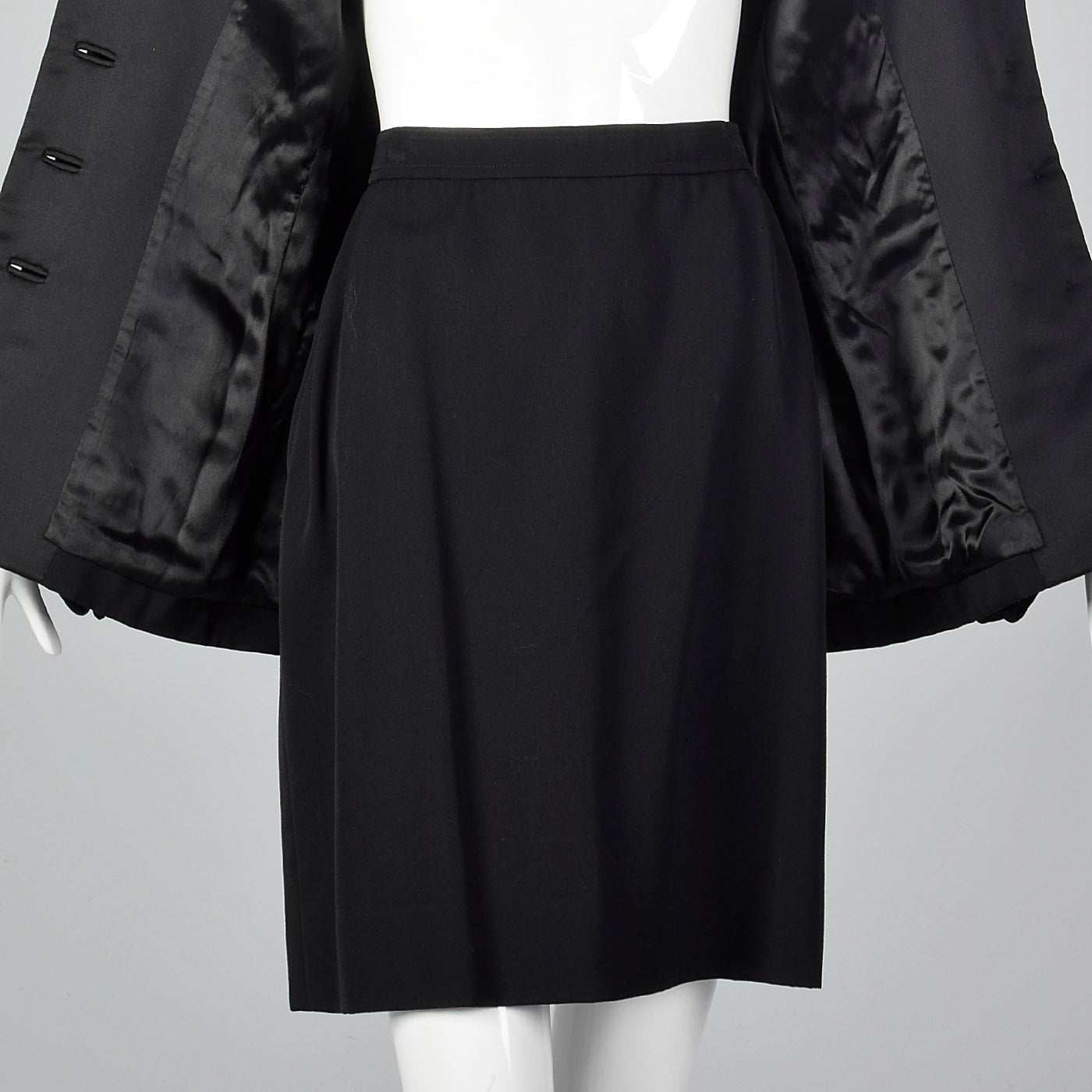 Yves Saint Laurent Rive Gauche Black Skirt Suit with Velvet Trim