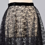 1950s Sheer Black Lace Circle Skirt