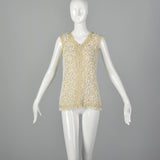Small 1960s Ivory Beaded Sequined Vest