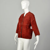 Small 1960s Bohemian Suede Leather Jacket Split Hide Hippie Shirt Boho Festival Renaissance Ware