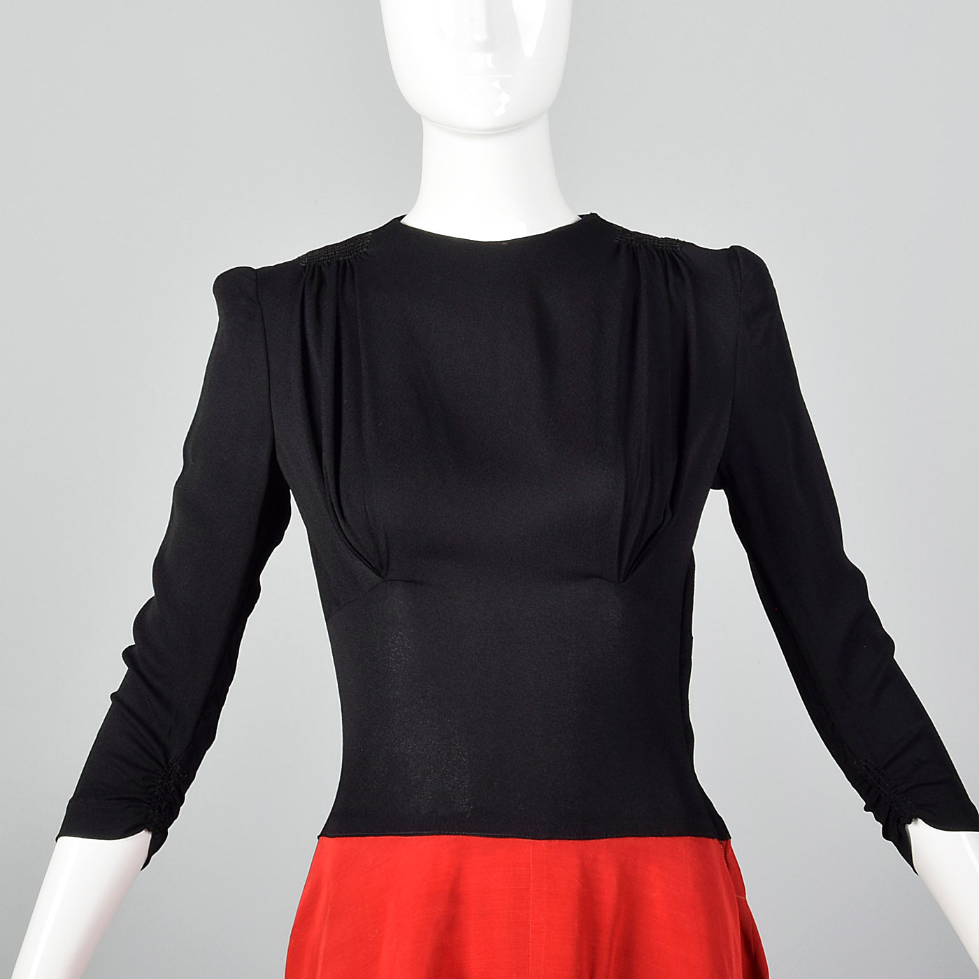 1940s Black Evening Dress with Red Skirt