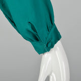 Medium 1960s Kelly Green Silk Blouse