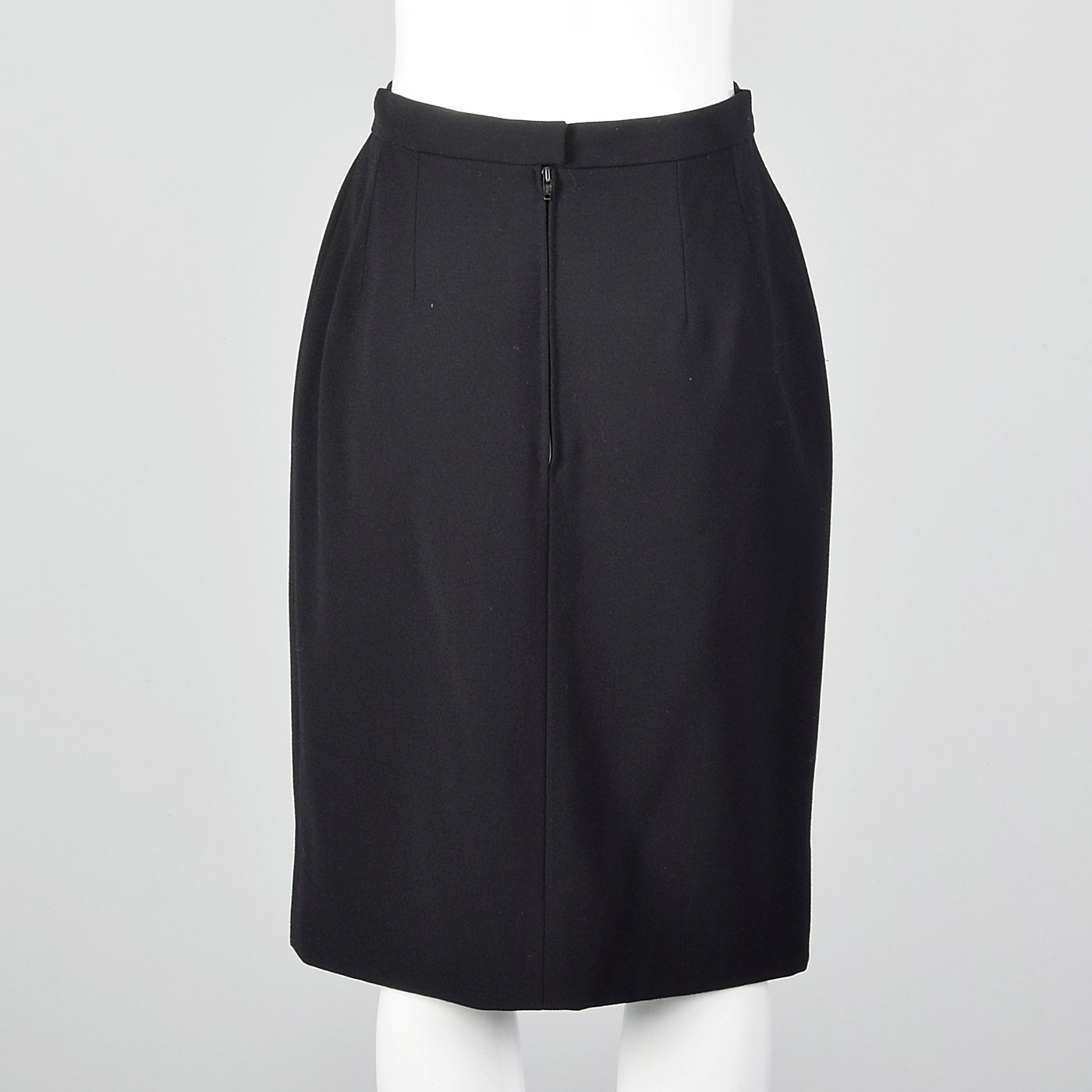 1990s Chanel Boutique Black Wool Pencil Skirt