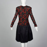 1980s Travilla Black Dress with Paisley Beaded Bodice