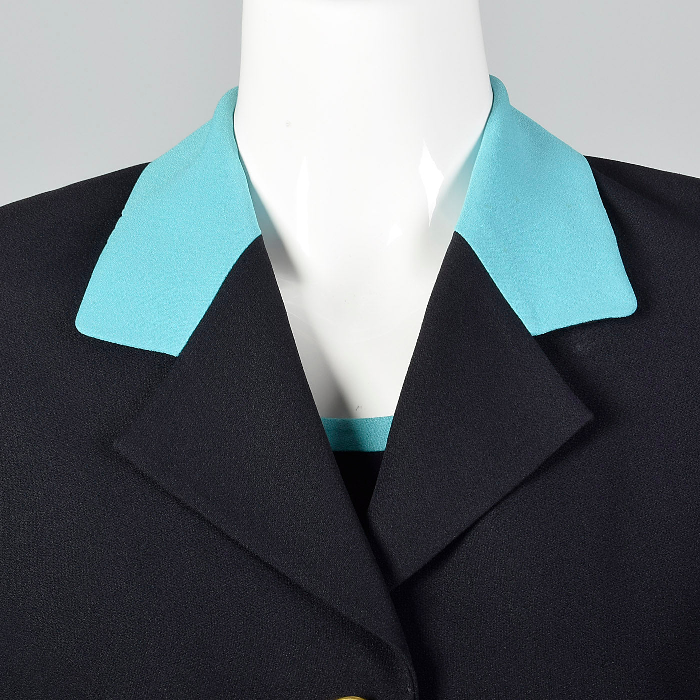 1980s Louis Feraud Navy Dress Set with Aqua Trim