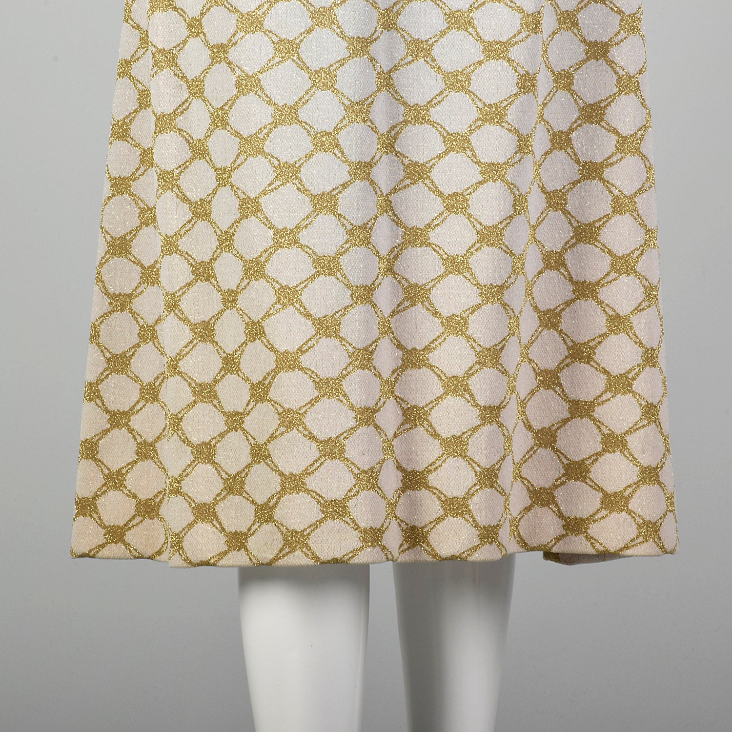 Small Pierre Balmain 1970s Gold and Ivory Sleeveless Dress 70s