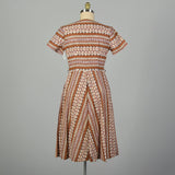 XL 1950s Novelty Print Cotton Day Dress Shirtwaist