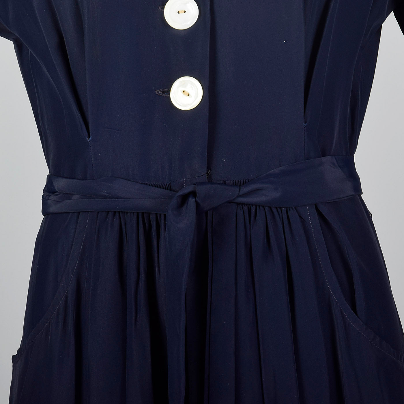 1950s Navy Rayon Dressing Gown