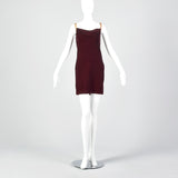 Small Anne Klein Late 1970s / Early 1980s Burgundy Velvet Dress