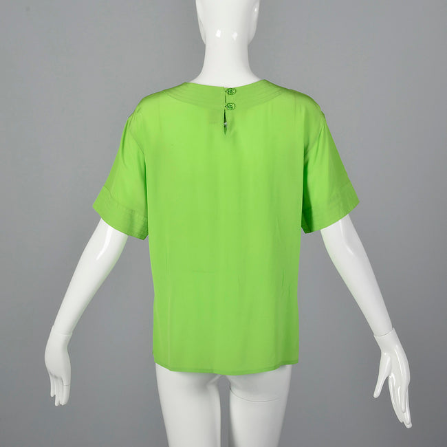 1990s Max Mara Green Silk Top