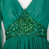 1970s Emerald Green Gown with Bishop Sleeves