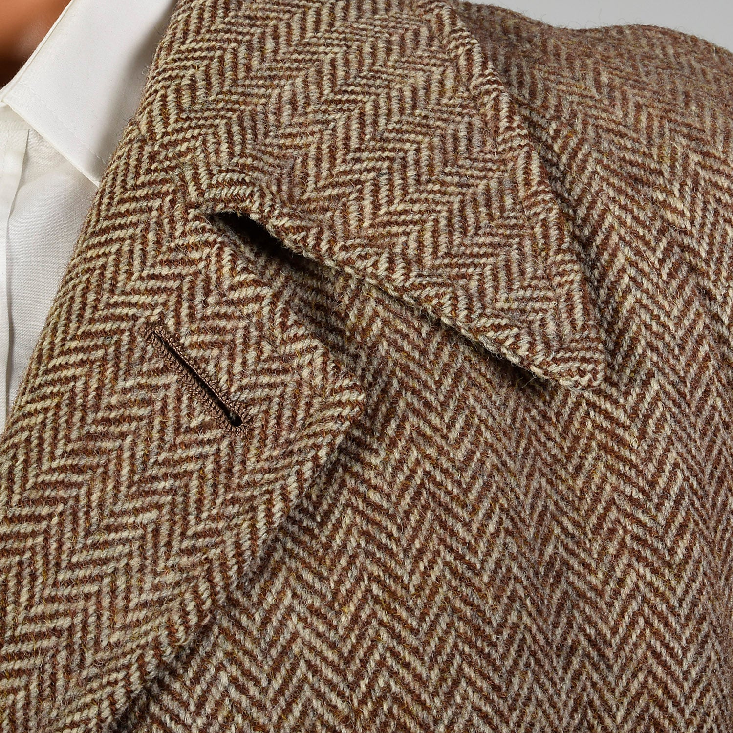 41 Medium 1950s Mens Brown Wool Tweed Coat