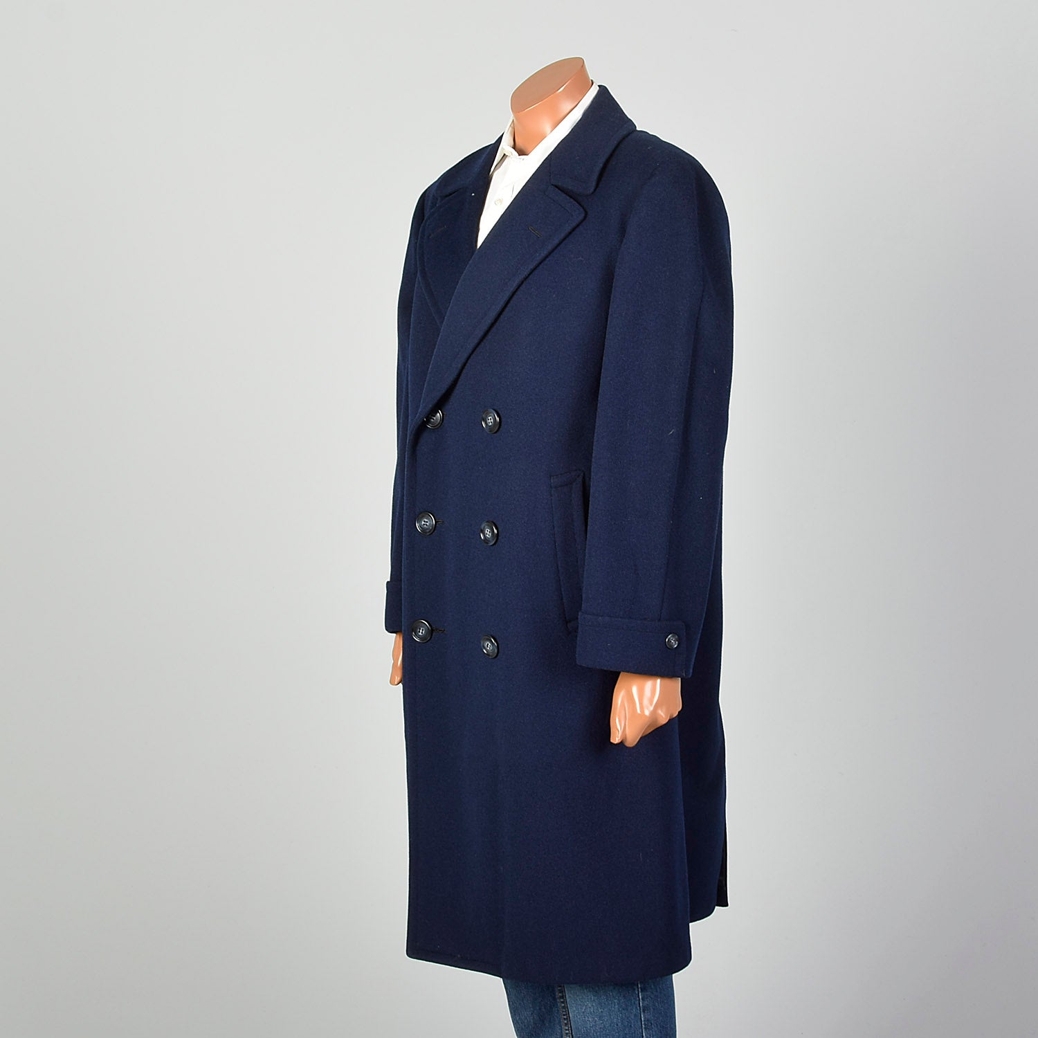 Large 1950s NavyDouble Breasted  Coat