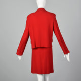 Large St. John Collection 1980s Red Knit Skirt Suit