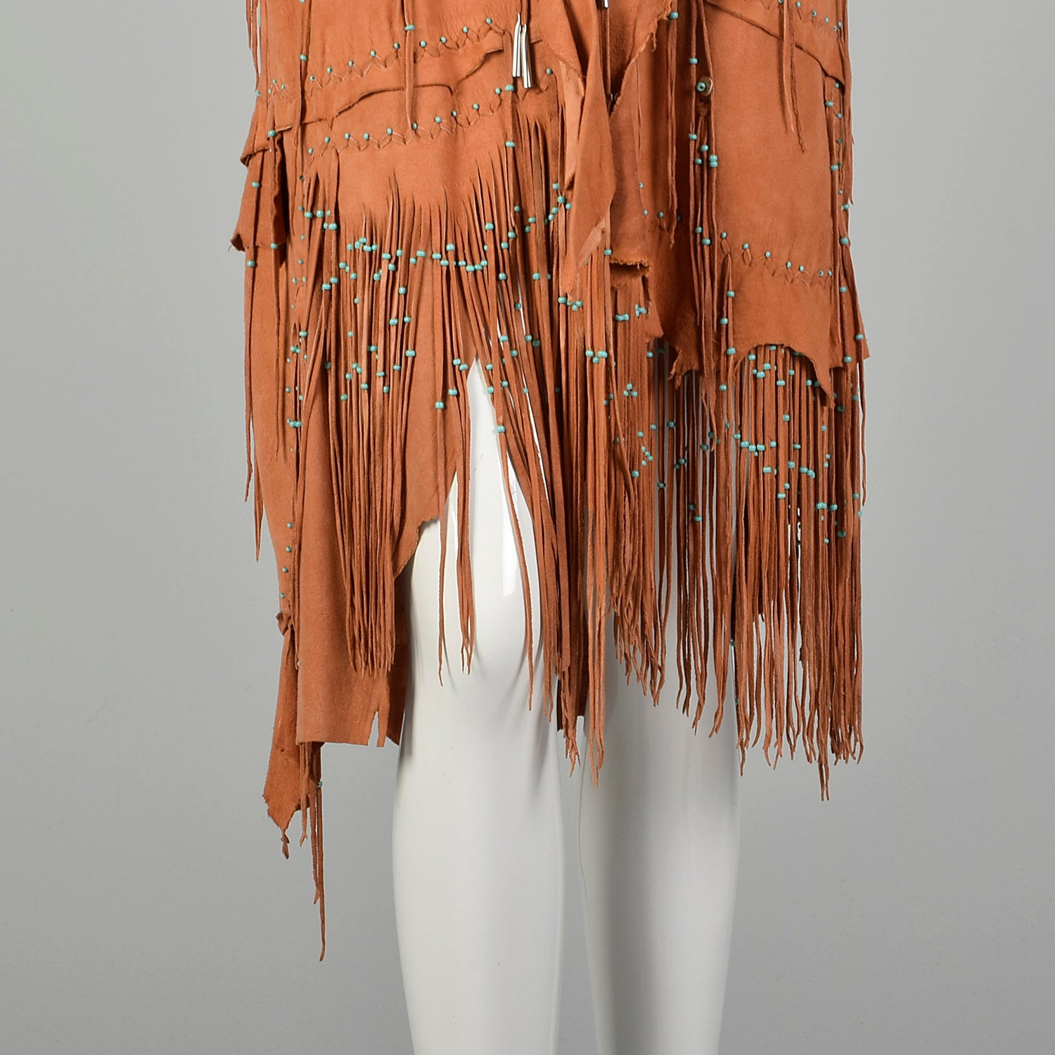 Native American Inspired Suede Leather Dress Bohemian Beaded Fringe Festival Jacket