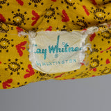 1950s Gold Novelty Print Cotton Day Dress with Eagles and Laurel Crests