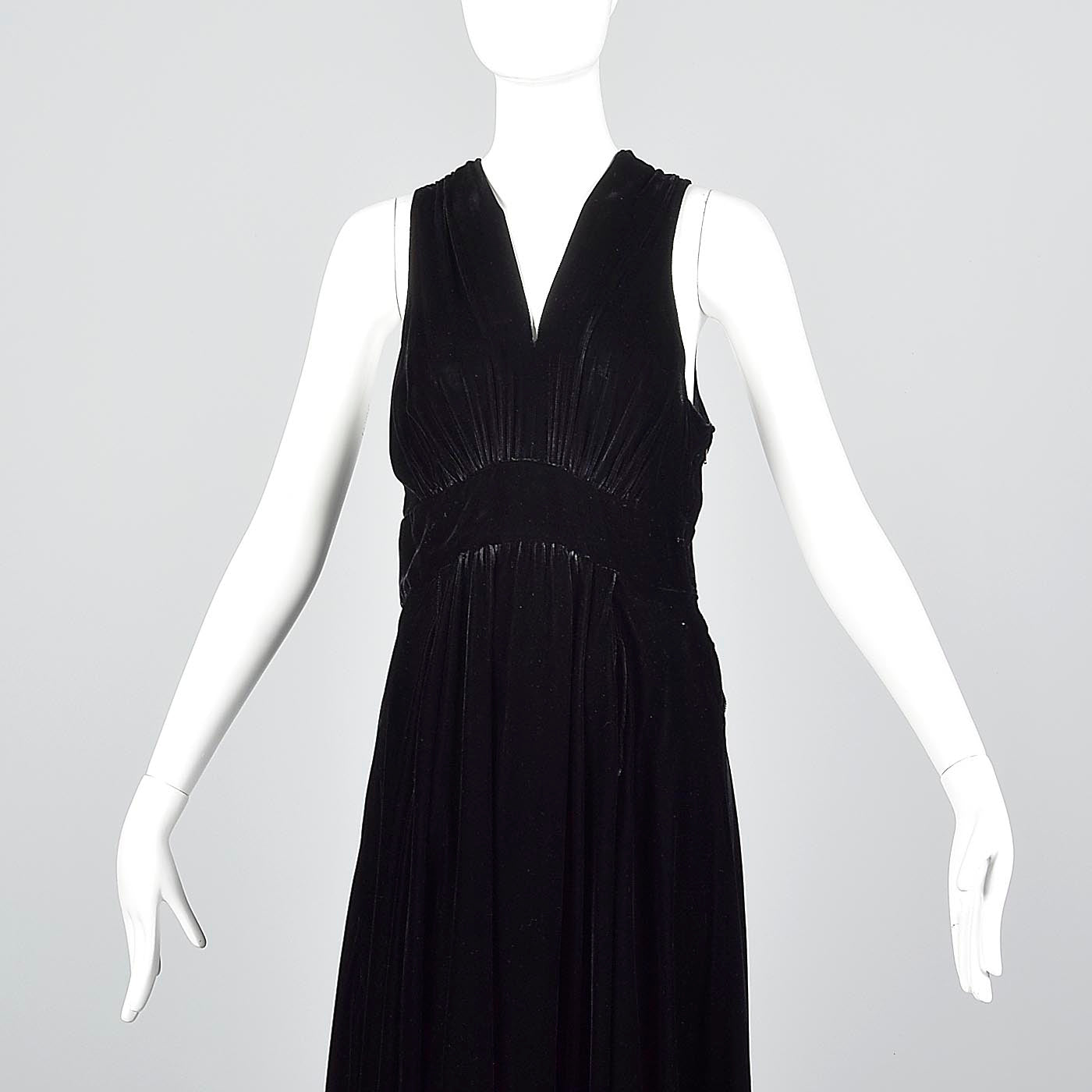1930s Black Velvet Dress with Full Skirt