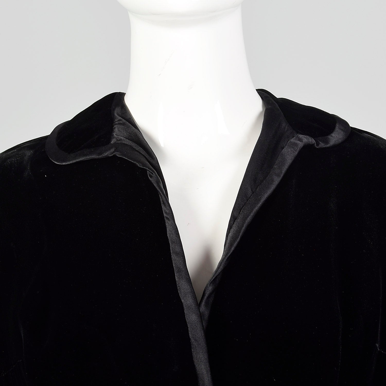 1950s Medium Mollie Parnis Dress Black Velvet Evening Gown Silk Satin Long Sleeve