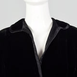 1950s Medium Mollie Parnis Dress Black Velvet Evening Gown Silk Satin Long Sleeve