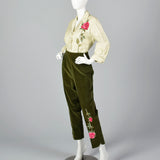 1960s Deadstock Rose Applique Pant Set