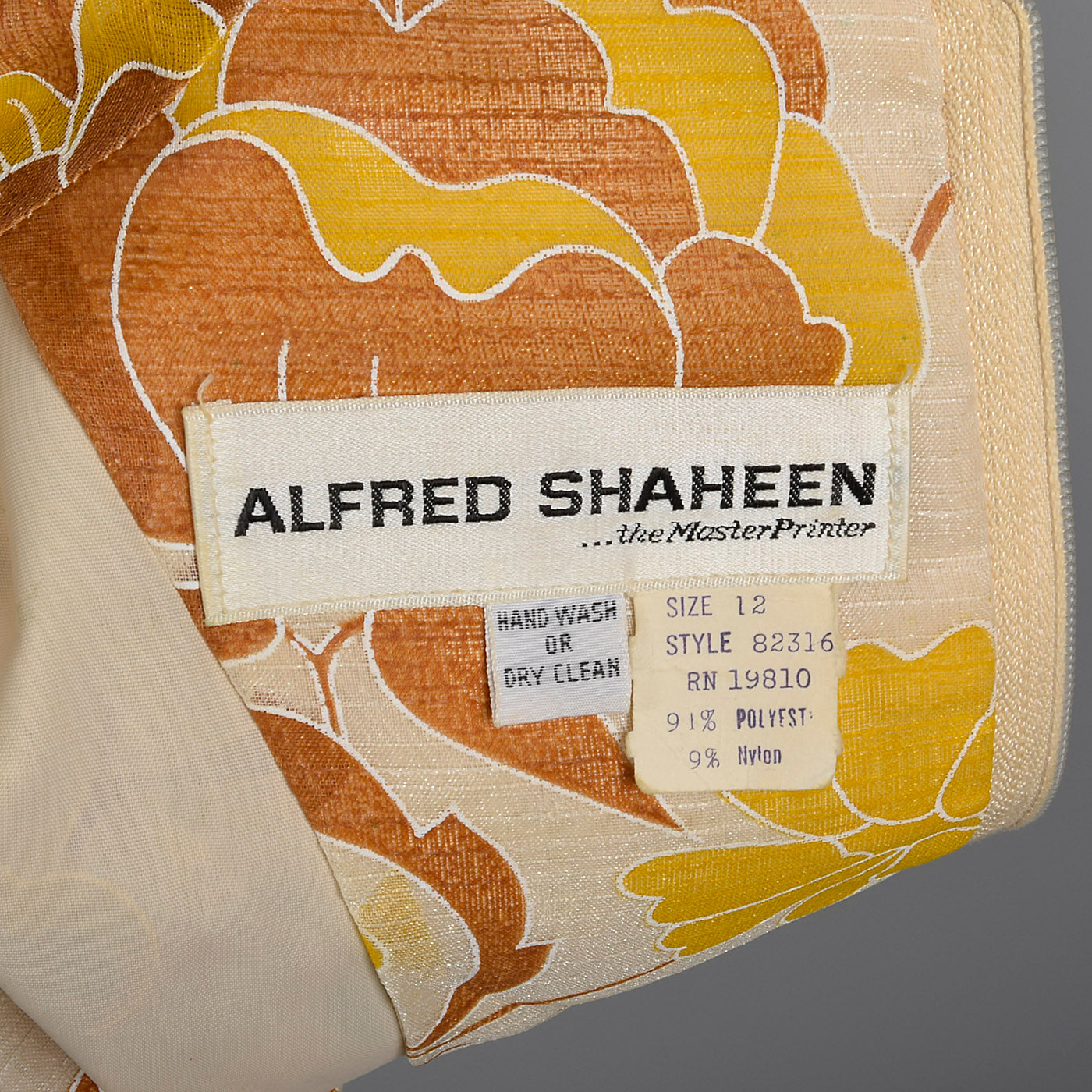 1970s Alfred Shaheen Tie Waist Maxi Dress
