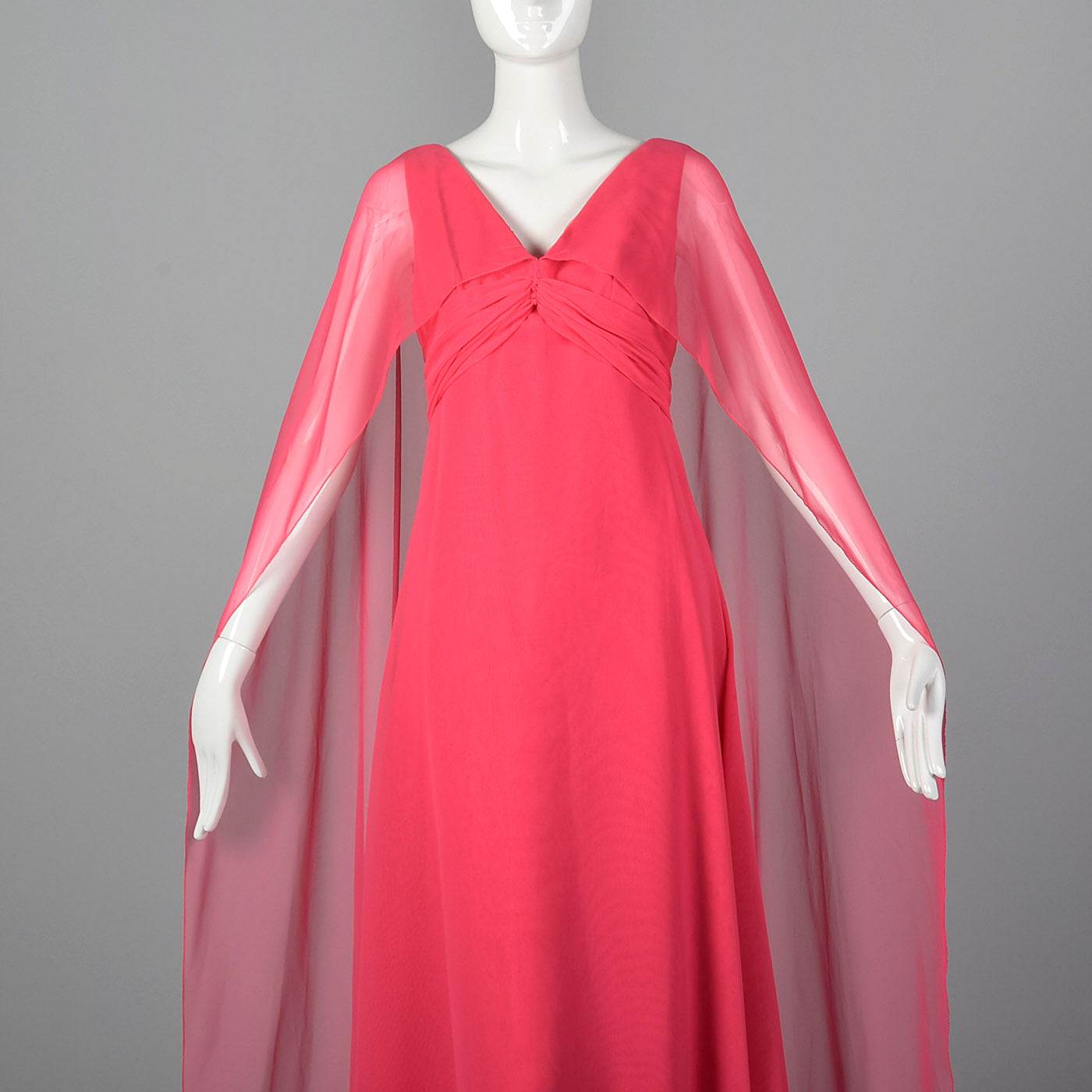 1970s Pink Maxi Dress with Sheer Float