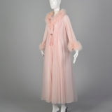 Claire Sandra by Lucie Ann Pink Neglige Robe with Feather Collar