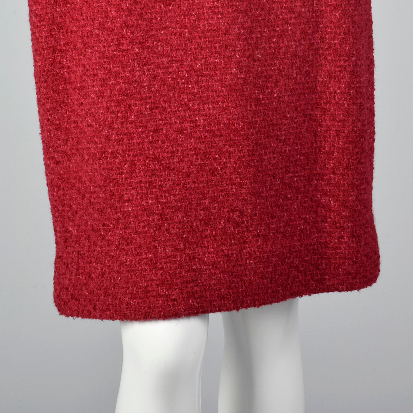 1960s Red Boucle Wool Skirt Suit