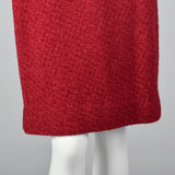 1960s Red Boucle Wool Skirt Suit