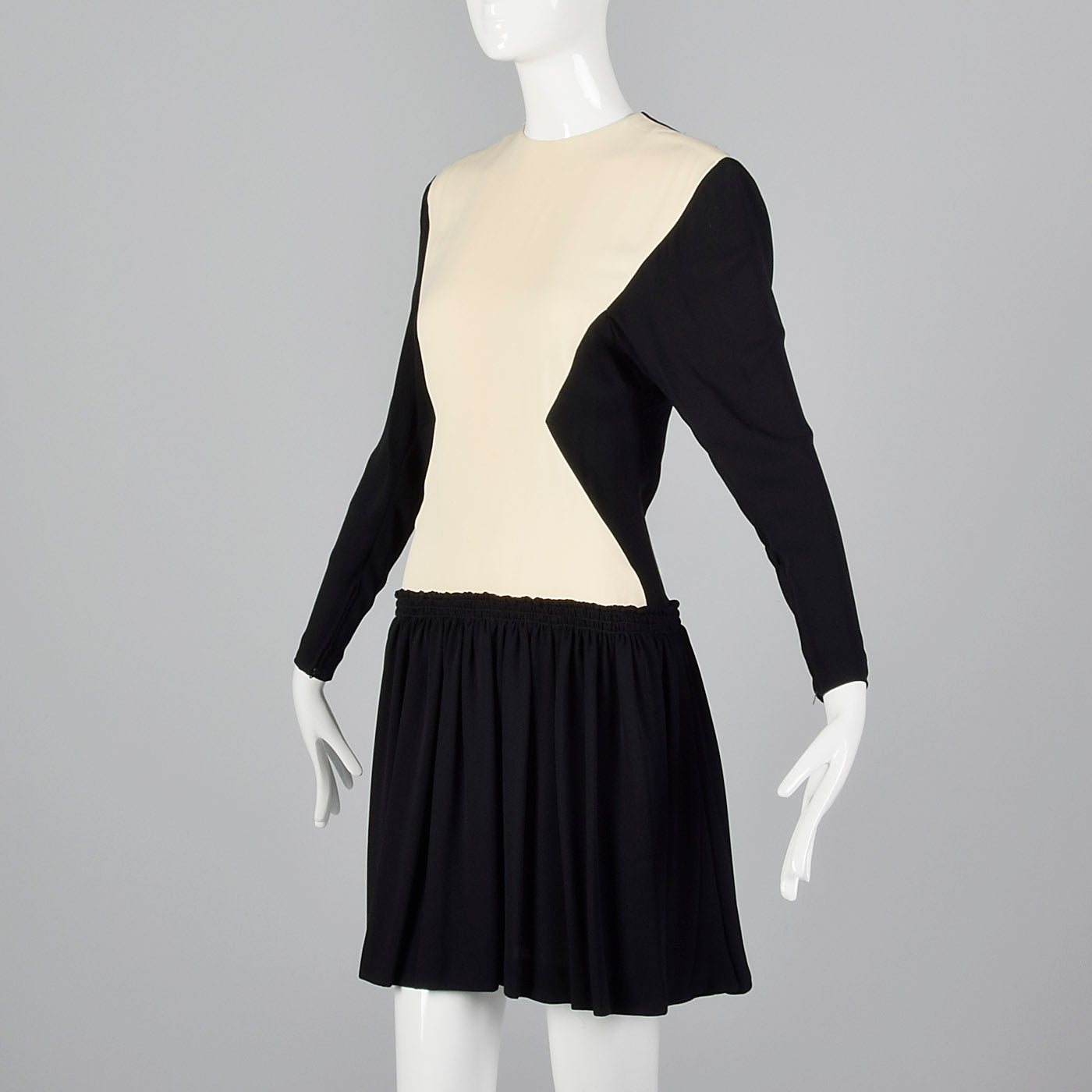 1980s Galanos Drop Waist Two Tone Hourglass Dress