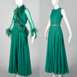 Medium Adele Simpson Elizabeth Arden 1970s Feather Gown and Jacket