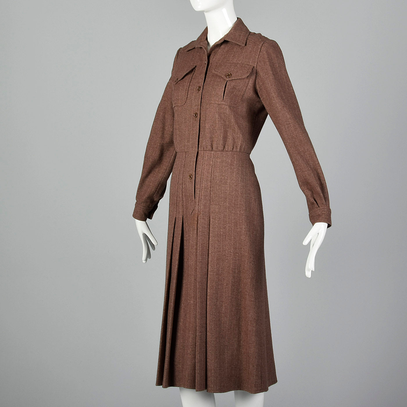 1970s Oscar de la Renta Long Sleeve Wool Dress