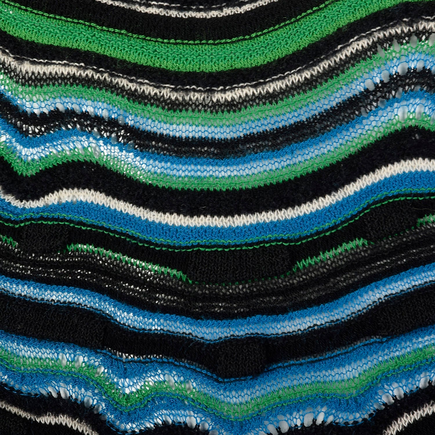 Medium M Missoni Green Knit Dress Blue Striped Long Sleeve
