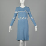XS Courreges 1970s  Blue Sweater Dress