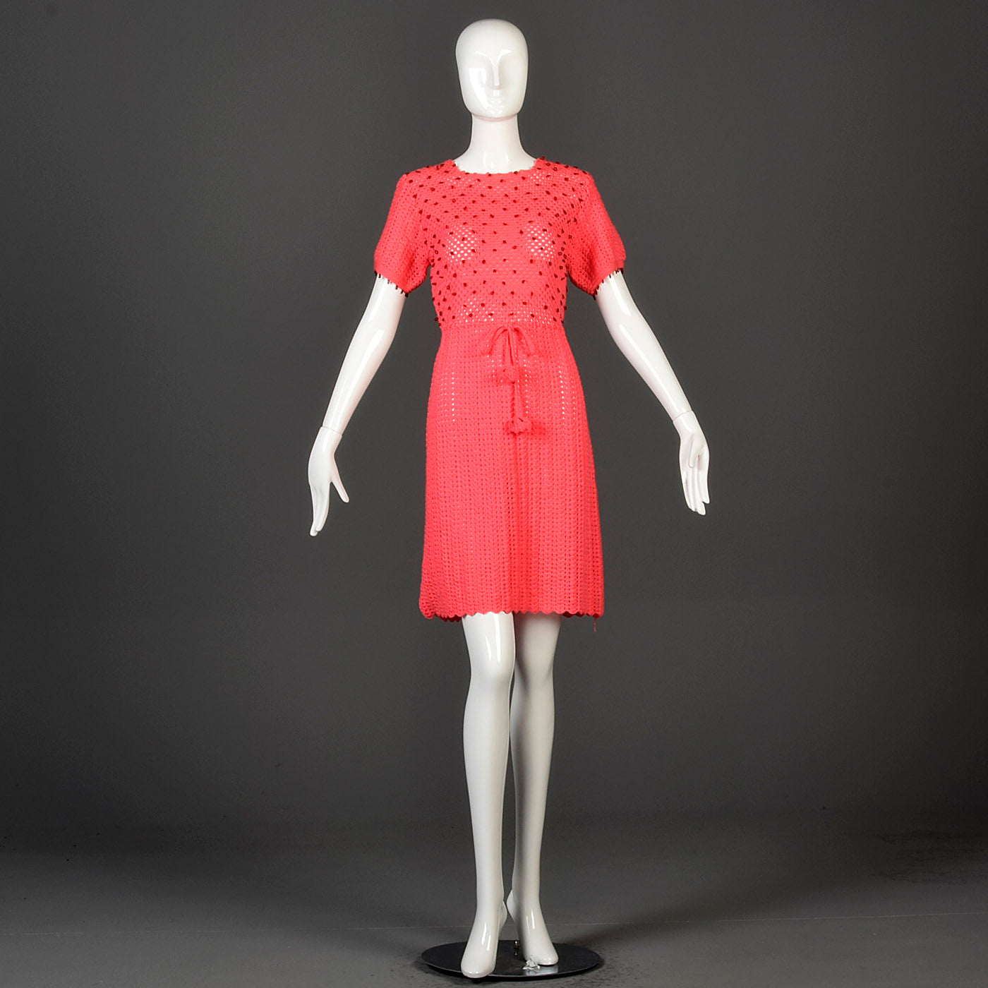 1950s Pink Crochet Dress
