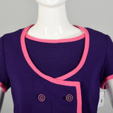 Small 1960s Shift Dress Purple Knit Set Jacket Outfit