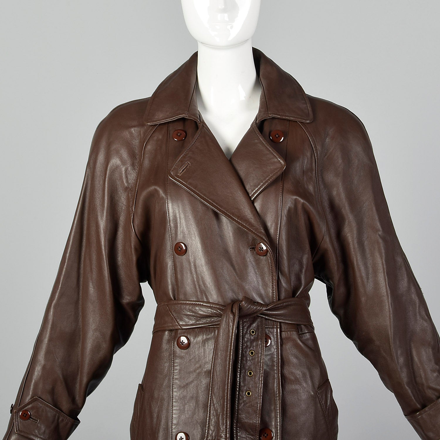 Medium North Beach Leather 1980s Brown Leather Coat