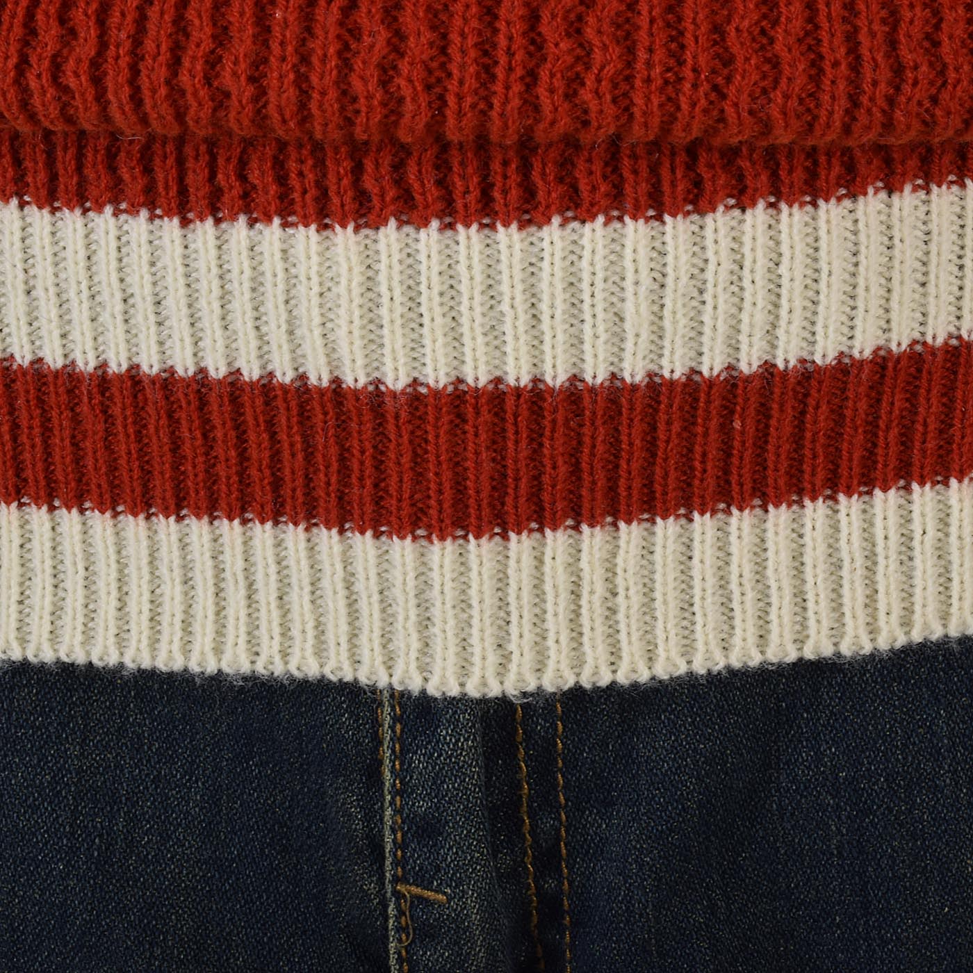 1960s Men's MOD Bright Red Pullover Sweater with White Trim