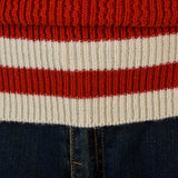 1960s Men's MOD Bright Red Pullover Sweater with White Trim