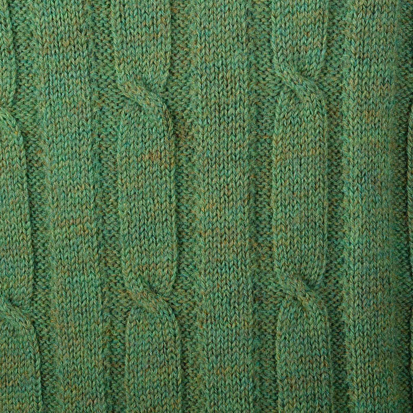 1960s Mens Green and Brown Cable Knit Sweater
