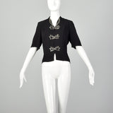 Large 1950s Black Top Rayon Beaded