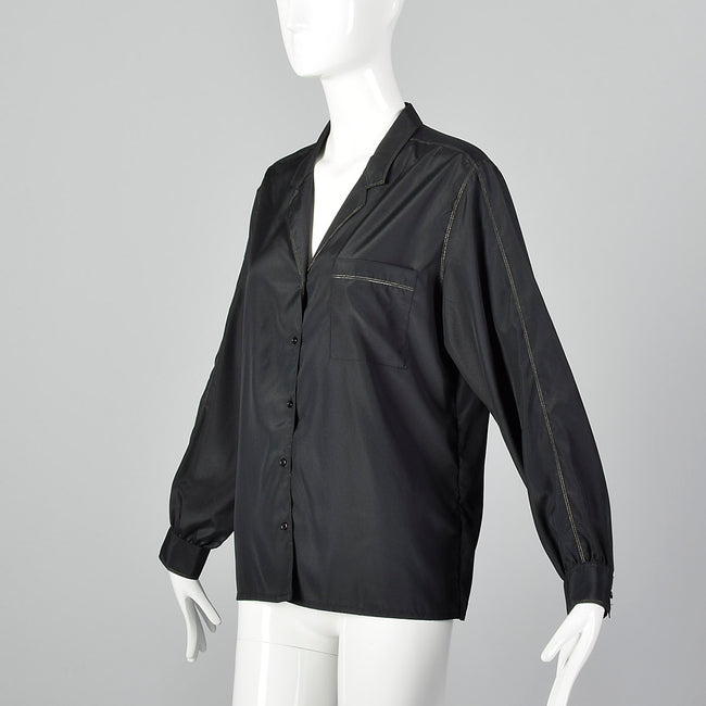 1970s Rodier Paris Black Shirt