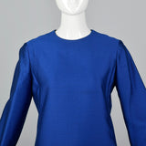 Large 1960s Marshall Field & Co. 28 Shop Blue Shift Dress with Sequin Trim Unlabeled Malcolm Starr