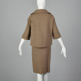 1950s Brown Woven Skirt Suit