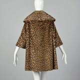 1950s Faux Fur Leopard Print Swing Coat