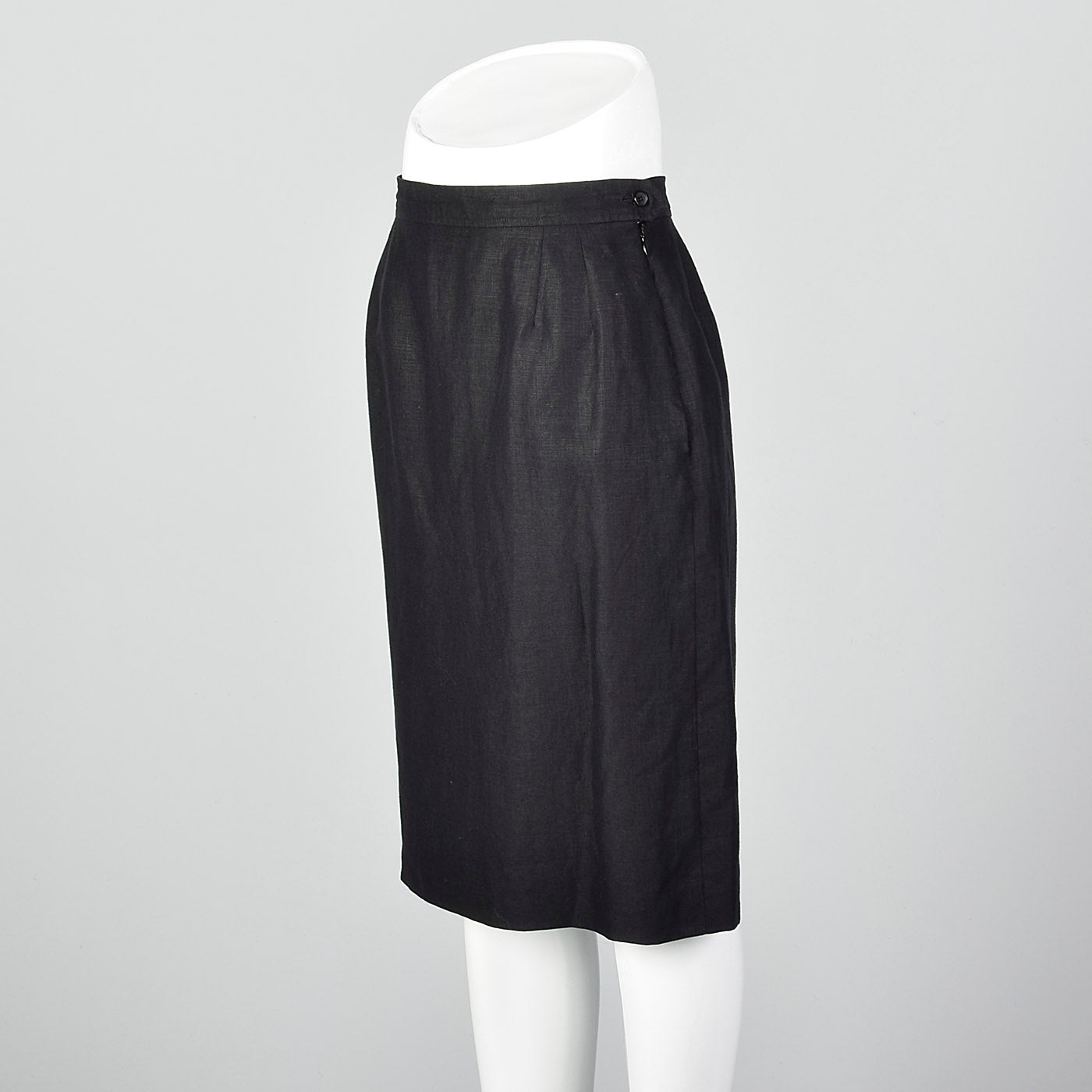 1980s Yves Saint Laurent Rive Gauche Black Linen Pencil Skirt
