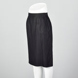 1980s Yves Saint Laurent Rive Gauche Black Linen Pencil Skirt