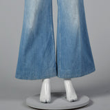 1970s Bell Bottom Cotton Denim Zip Front jeans